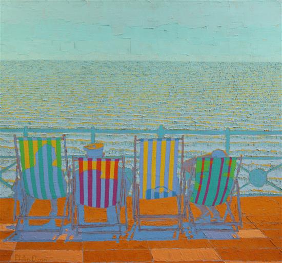 § Philip Dunn (1945-) Beside the seaside, 32 x 36in.